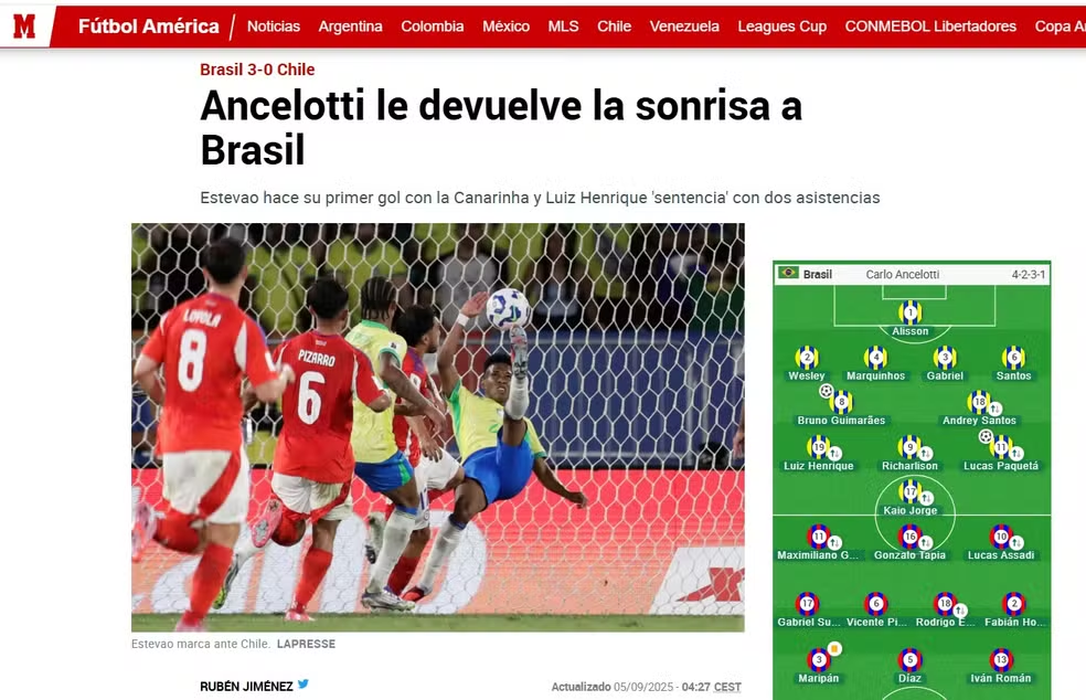 Jornais estrangeiros destacam trabalho de Ancelotti na Seleção: "Devolveu o sorriso ao Brasil"