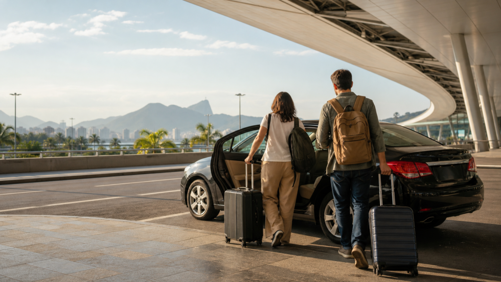 Travelers arriving at Rio de Janeiro Galeão Airport for a private transfer to Copacabana and Ipanema